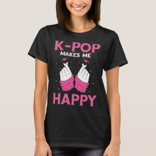 Camiseta Faz-me feliz música do Pop K fones de ouvido corea
