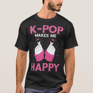 Camiseta Faz-me feliz música do Pop K fones de ouvido corea