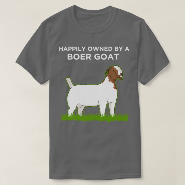 Camiseta Fazenda Animal Felizmente Detido Por Um Boer Goat  (Frente do Design)