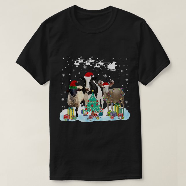 Camiseta Fazenda Árvore de Natal de Ovino (Frente do Design)