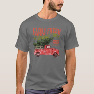 Camiseta Fazenda Árvores de Natal frescas Famílias de Corre