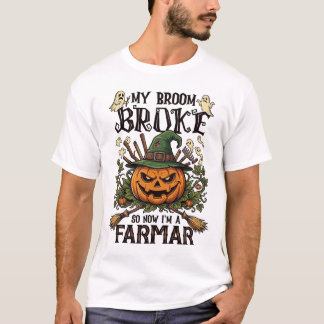 Camiseta Fazenda da Vassoura Quebrada Abóbora de Halloween 