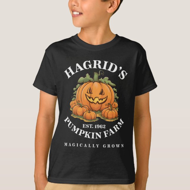 Camiseta Fazenda De Abóbora De Halloween Magicamente Cresci (Frente)