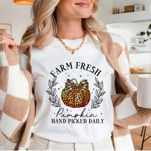 Camiseta Fazenda de abóbora-leopardo-doce elegante Queda