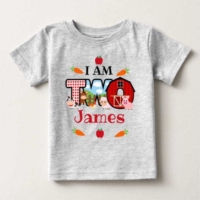 Camiseta Fazenda de Aniversário de DOIS | Aniversário no Qu (Frente)