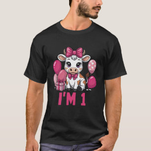 Camiseta Fazenda de Aniversário de Vaca de Um Ano de Idade