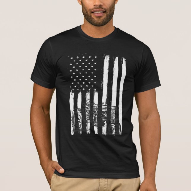 Camiseta Fazenda de Bandeira Americana Trator Patriótico Ag (Frente)