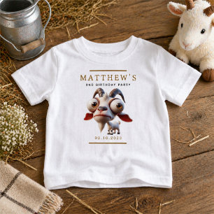 Camiseta Fazenda de Cabras Fofas Animais Festa de 2º Aniver