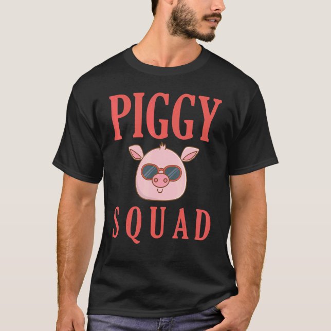 Camiseta Fazenda De Criação De Suínos Piggy Squad (Frente)
