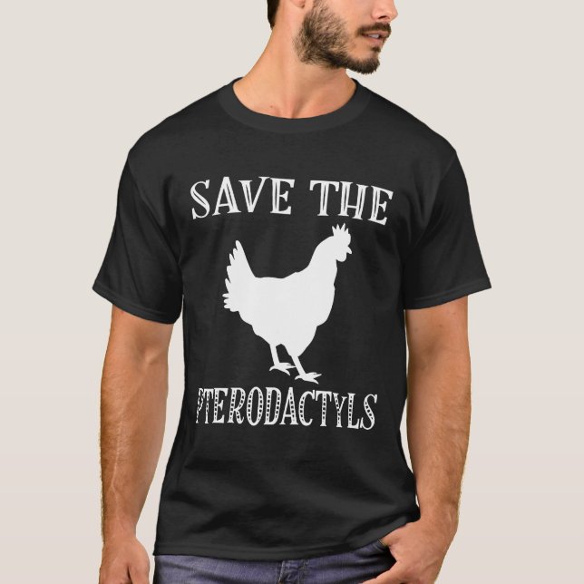 Camiseta Fazenda de Frangos Salve Os Pterodáctilos (Frente)