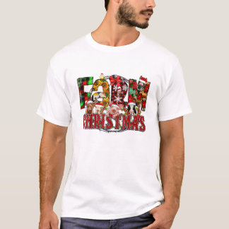 Camiseta Fazenda de Natal Xadrez de Árvore Vermelha Leopard
