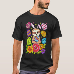 Camiseta Fazenda de Páscoa de Preguiça Fato de Coelho Ovos