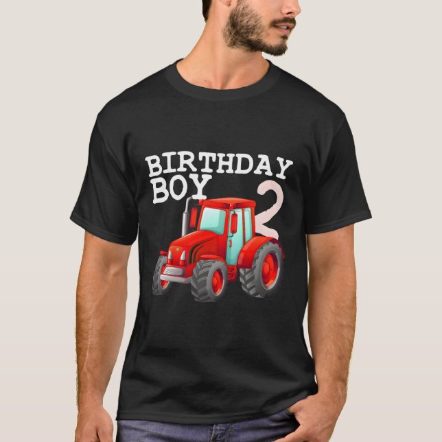 Camiseta Fazenda de segundo aniversário do trator com dois  (Frente)