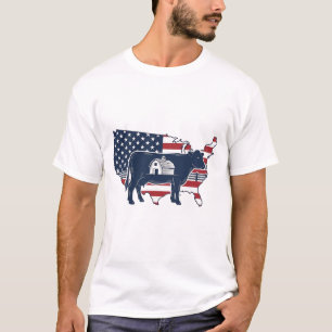Camiseta Fazenda de Vaca Patriótica Mapa dos EUA Desenho de