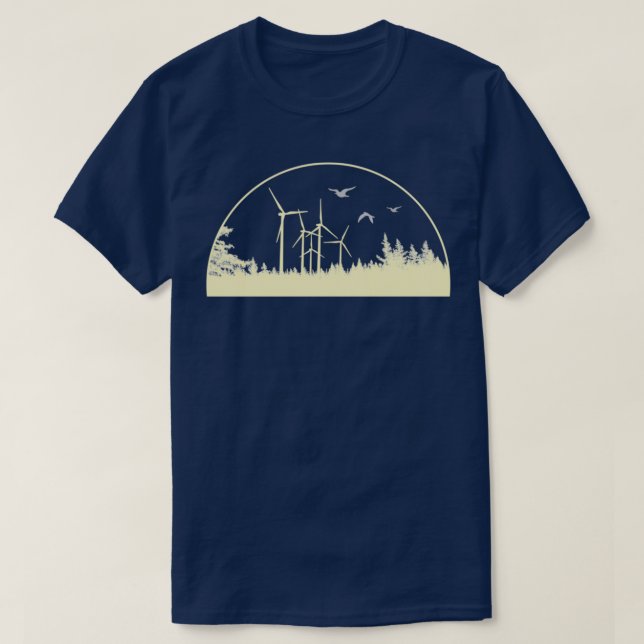 Camiseta fazenda eólica de energias renováveis na floresta  (Frente do Design)
