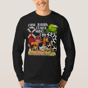Camiseta Fazenda Festa de aniversário Oink Baa Moo Im Dois 