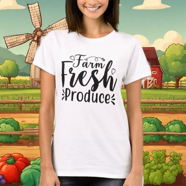Camiseta Fazenda fresco produz arte em texto (Criador carregado)