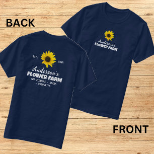 Camiseta Fazenda frontal e traseira/Nome da família Ano