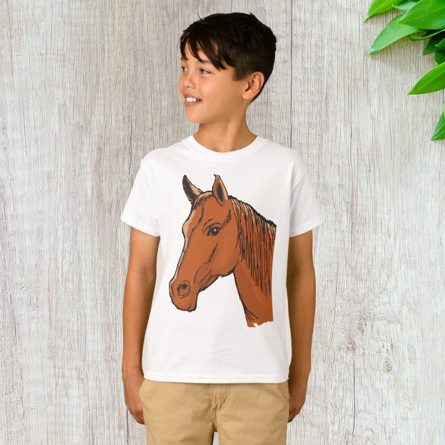 Camiseta Fazenda Marrom de Cabeça de Cavalo (Criador carregado)