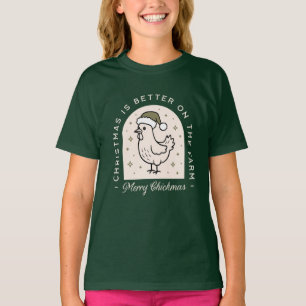 Camiseta Fazenda natalina frango cottagecore verde