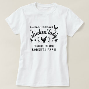 Camiseta Fazenda Personalizada de Lady Hen, Galinha Louca