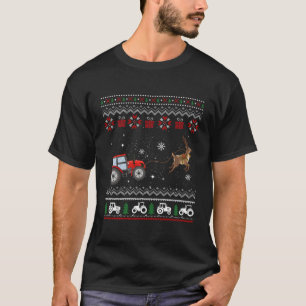 Camiseta Fazenda Trator Reindeer Diversão Farmante de Natal
