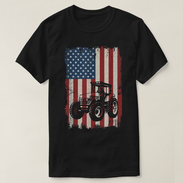 Camiseta Fazenda Trators American Flag USA Patrimônio da Ag (Frente do Design)