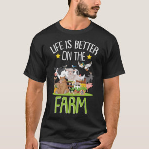 Camiseta Fazenda Vaca Animal Galinha Porco Porco Raça Farml