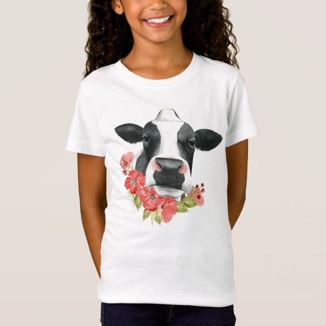 Camiseta Fazenda - Vaca com Flores (Frente)