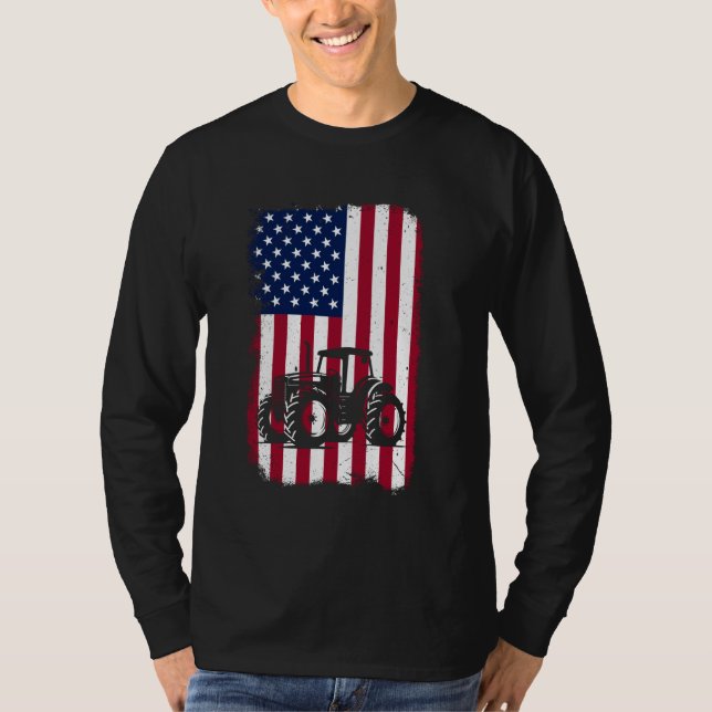 Camiseta Fazendas Homens Mulheres Meninos EUA Bandeira Patr (Frente)