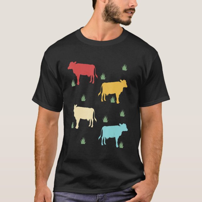 Camiseta Fazendeiro de Fazenda de Vaca Retro (Frente)