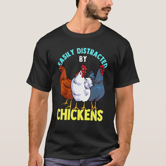 Camiseta Fazendeiro de Frango Aviário Facilmente Distraído  (Frente)