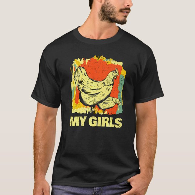 Camiseta Fazendeiro de Frango Retro & Amante de Frango Minh (Frente)