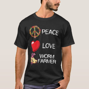 Camiseta Fazendeiro de Minhocas Amor Paz Coração Mão Pegar 
