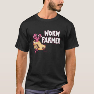 Camiseta Fazendeiro de Minhocas Mão Pegar Minhoca Compostag