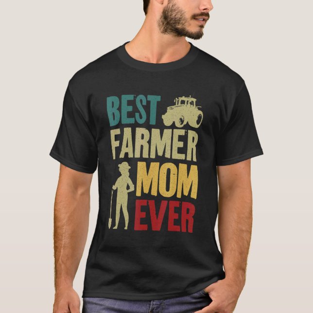 Camiseta Fazendeiro Mãe Mãe Vintage Trator Retro (Frente)
