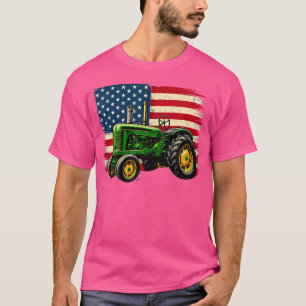 Camiseta Fazendeiro Patriota Trator Dia 4 De Julho Bandeira