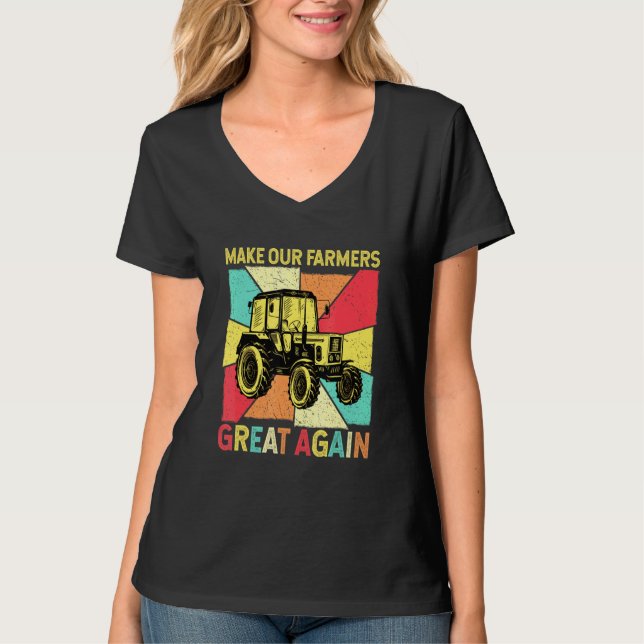 Camiseta Fazendeiro retrovisor - Trator proprietário de Faz (Frente)
