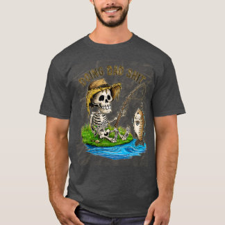 Camiseta Fazendo pesca de Pai Pai Skeleton Pai Engraçado Pa