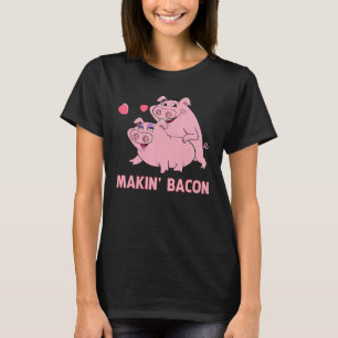 Camiseta Fazer Bacon Suínos Rosa Gráfico Masculinos Mulhere