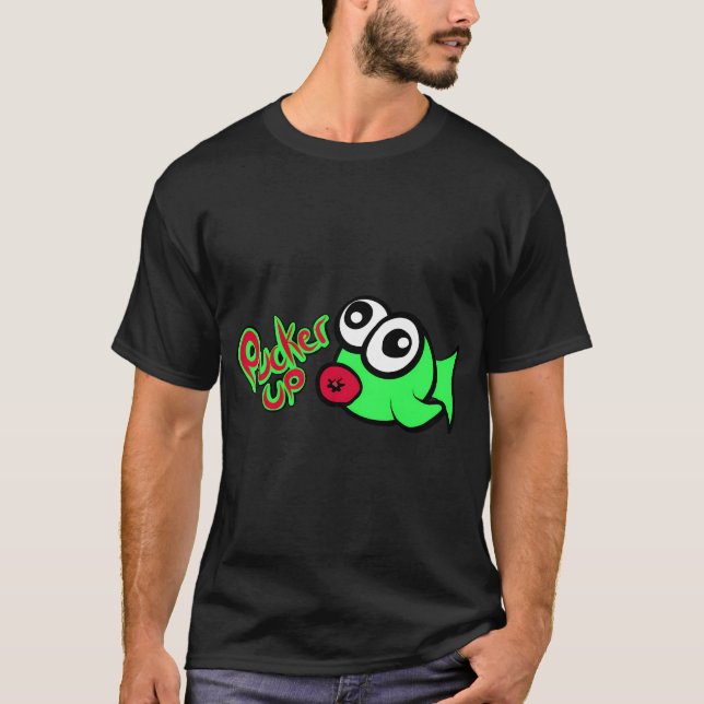 Camiseta Fazer biquinho! Peixe de desenho animado (Frente)