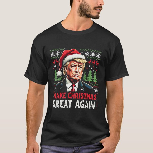 Camiseta Fazer Excelente De Natal Novamente Feio Trump Do S (Frente)