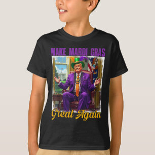 Camiseta Fazer Excelente Mardi Gras Novamente Trump Miçanga