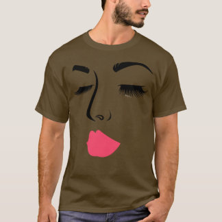 Camiseta Fazer Face Mulheres Meninas Rosa Lábios Olashes