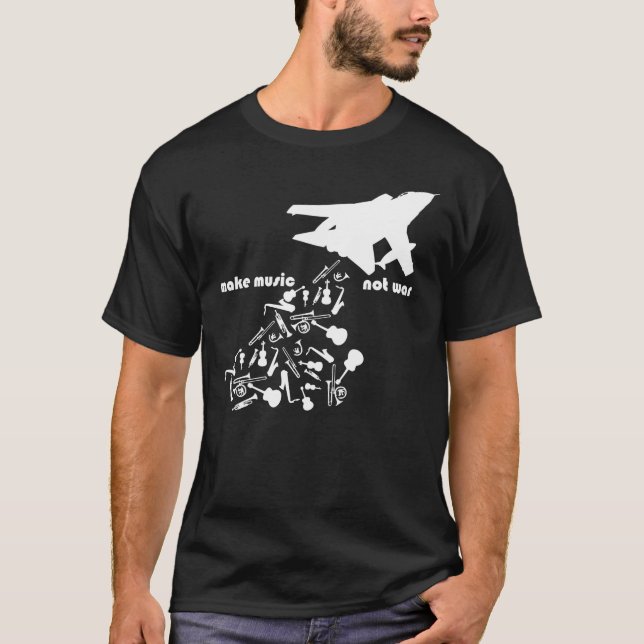 Camiseta Fazer Música Não Guerra Mundial - Paz (Frente)