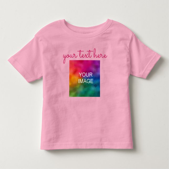 Camiseta Fazer Upload de Foto Adicionar Texto Rosa Bebê Est (Frente)