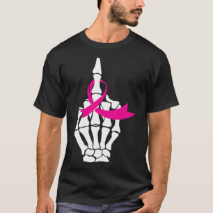 Camiseta Fck Break Cancer Médio Finger Fita Rosa Fita Aware