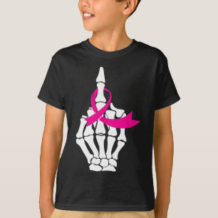 Camiseta Fck Break Cancer Médio Finger Fita Rosa Fita Aware
