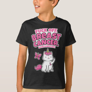 Camiseta Fck Off Breast Cancer Unicorn cat Butterfly Divert