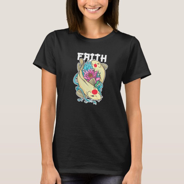 Camiseta Fé Ama Peixes Koi Yin E Yang (Frente)